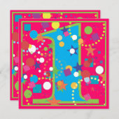 紙吹雪のサーカスの第1誕生日のパーティの招待状 招待状 (正面/裏面)