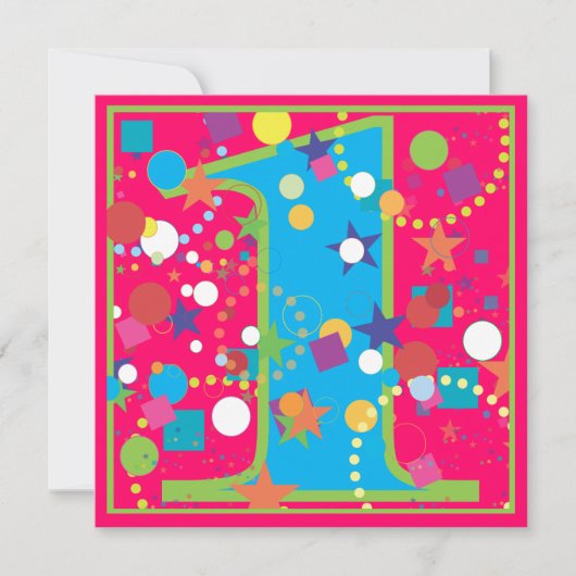 紙吹雪のサーカスの第1誕生日のパーティの招待状 招待状 (正面)