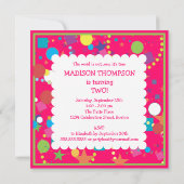 紙吹雪のサーカスの第2誕生日のパーティの招待状 招待状 (裏面)