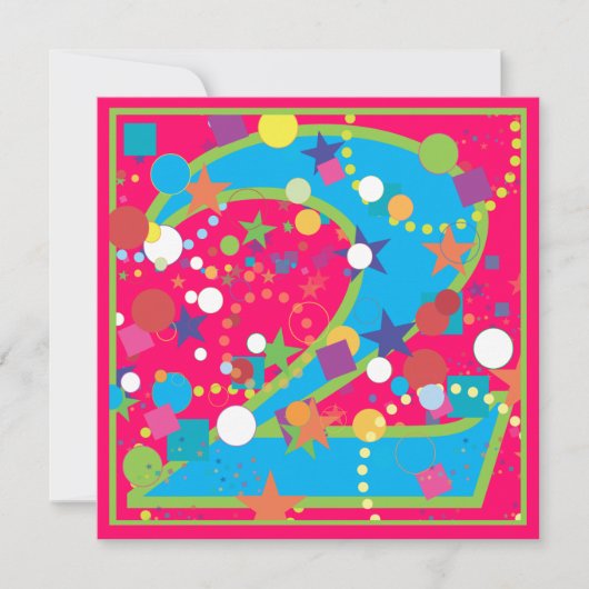 紙吹雪のサーカスの第2誕生日のパーティの招待状 招待状 (正面)