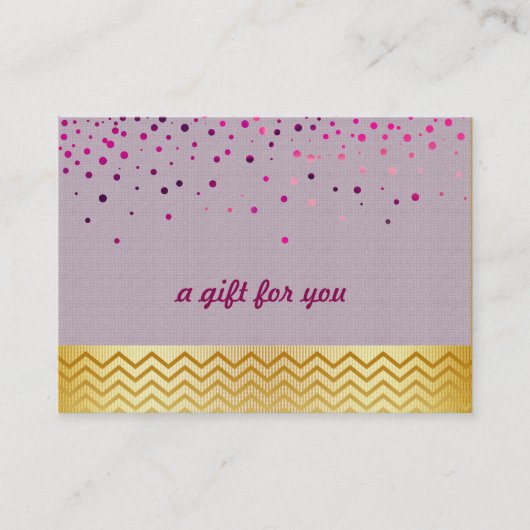 紙吹雪のシェブロンのサロンおよびスパのギフト券 割引カード (正面)