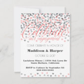 紙吹雪のハートの婚約の招待状 招待状 (正面)