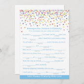 紙吹雪のベビーシャワーがある親のためのメッセージ 招待状 (正面/裏面)