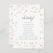 紙吹雪のベビーシャワーの招待状 エンクロージャーカード (正面/裏面)