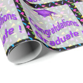 紙吹雪の卒業の包装紙との黒 ラッピングペーパー (ロールコーナー)