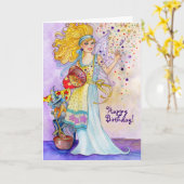 紙吹雪の妖精のバースデー・カード カード (黄色い花)