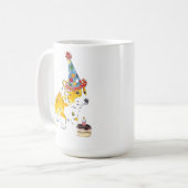 紙吹雪の帽子のコーギーの誕生日のマグ コーヒーマグカップ (正面左)