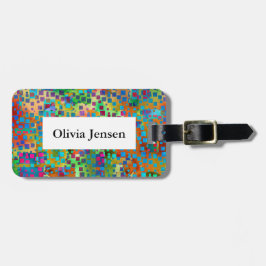 紙吹雪の抽象芸術のデジタルカラフルな正方形の芸術 ラゲッジタグ