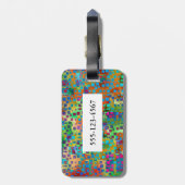 紙吹雪の抽象芸術のデジタルカラフルな正方形の芸術 ラゲッジタグ (裏面縦)