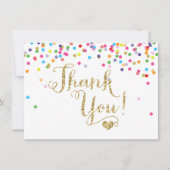 紙吹雪の金ゴールドのグリッターのサンキューカード サンキューカード (正面)
