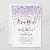 紙吹雪は女の子の赤ちゃんシャワー招待状 招待状 (正面)