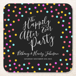 紙吹雪は結婚披露宴の後ずっと幸せにブラック スクエアペーパーコースター