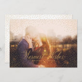 紙吹雪は金ゴールドのクリスマスの休日カードを望みます 招待状 (正面/裏面)