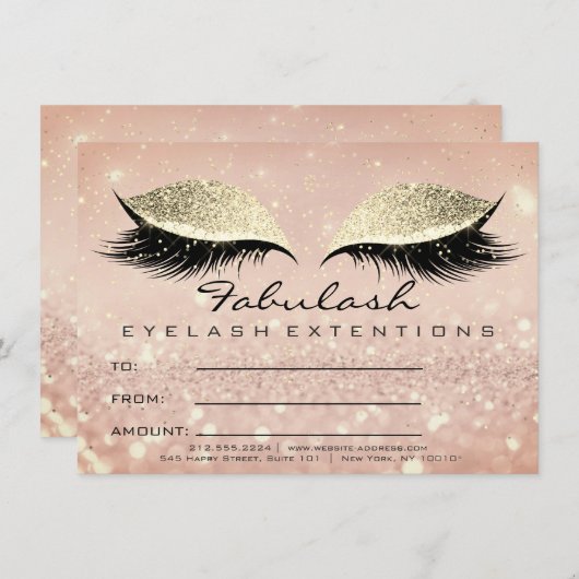 紙吹雪まばたき金ゴールドラックスメイクアップ証明書ギフト (正面/裏面)