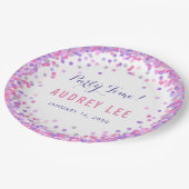 紙吹雪を振りかける女の子のための誕生日パーティーの装飾 ペーパープレート (アングル)