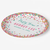 紙吹雪を振りかける女の子のための誕生日パーティーの装飾 ペーパープレート (アングル)