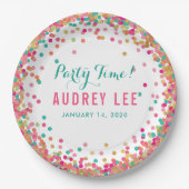 紙吹雪を振りかける女の子のための誕生日パーティーの装飾 ペーパープレート (正面)