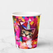 紙吹雪イーター子猫-誕生日猫紙カップ 紙コップ (正面)