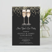 紙吹雪エレガントシャンパングラス大晦日 招待状 (スタンド正面)