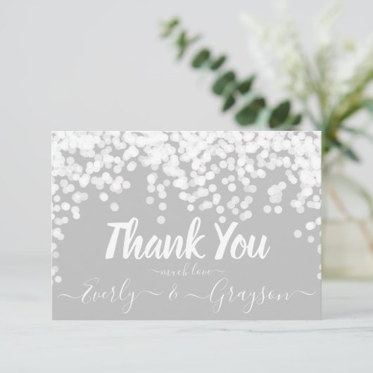 紙吹雪エレガントフェアリーのライト灰色の白ありがとう サンキューカード (スタンド正面)