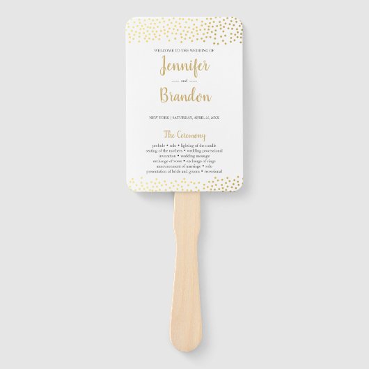 紙吹雪エレガント金ゴールド結婚番組ファン ハンドファン (正面)