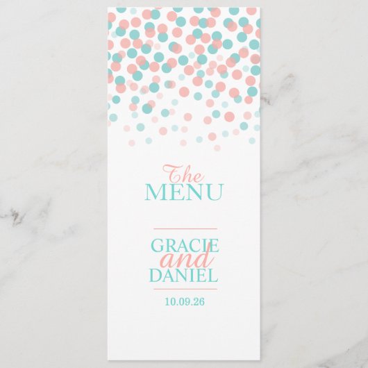 紙吹雪オレンジティール（緑がかった色）グリーン結婚ズメニュー メニュー (正面)