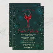 紙吹雪カクテルガラススタークリスマスパーティー 招待状 (正面/裏面)