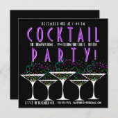 紙吹雪カクテルパーティの招待状 招待状 (正面/裏面)