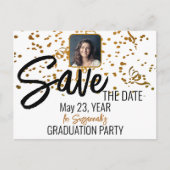 紙吹雪カスタム写真の卒業日付の保存 案内ポストカード (正面)
