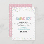 紙吹雪カラフルかわいい小さなベビー散水シャワー サンキューカード (正面/裏面)