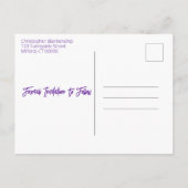 紙吹雪カラフルトップパープル文字特別な機会 案内ポストカード (裏面)