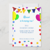 紙吹雪カラフルドットとバルーン1st誕生日 招待状 (裏面)