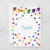 紙吹雪カラフルドットとバルーン2nd誕生日 招待状 (正面)
