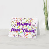 紙吹雪カラフルハッピーニューイヤーカスタムメッセージ シーズンカード (正面)