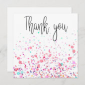 紙吹雪カラフルハッピーピンク サンキューカード (正面/裏面)