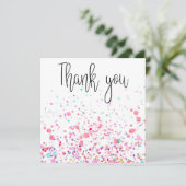 紙吹雪カラフルハッピーピンク サンキューカード (スタンド正面)