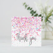 紙吹雪カラフルハッピーピンク サンキューカード (スタンド正面)