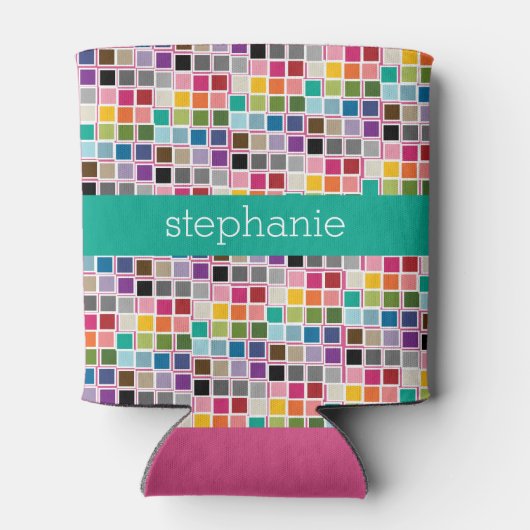 紙吹雪カラフルピンクライムグリーン名前をカスタムする 缶クーラー (裏面)