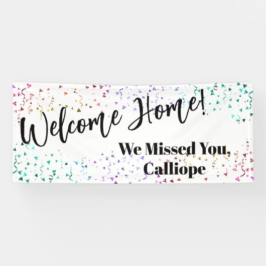 紙吹雪カラフルフェスティバルホワイトウェルカムホーム 横断幕 (横)