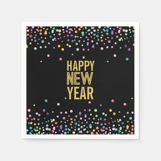 紙吹雪カラフル大晦日パーティーナプキンス スタンダードカクテルナプキン (正面)