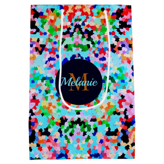 紙吹雪カラフル抽象芸術モザイク模様ネックタイ ミディアムペーパーバッグ (裏面)