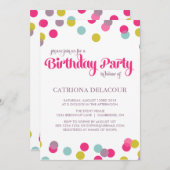 紙吹雪カラフル点 |子供の誕生日招待状 招待状 (正面/裏面)