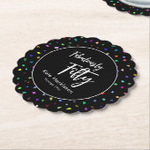 紙吹雪カラフル素晴らしく50パーティーブラック ペーパーコースター (アングル)