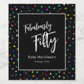 紙吹雪カラフル素晴らしく50パーティーブラック ワインラベル (シングルラベル)