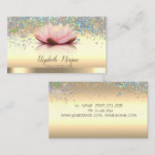 紙吹雪カラフル金ゴールドロータスフラワーヨガ 名刺 (正面/裏面)