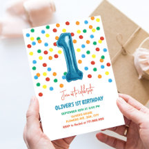 紙吹雪カラフル1気球1歳の誕生日ボーイ