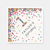 紙吹雪カラフル1st誕生日パーティーナプキンス スタンダードカクテルナプキン (正面)