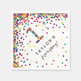 紙吹雪カラフル1st誕生日パーティーナプキンス スタンダードカクテルナプキン