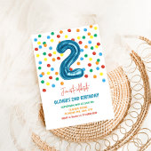 紙吹雪カラフル2気球2nd誕生日ボーイ 招待状