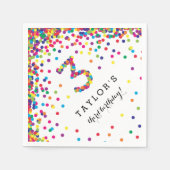 紙吹雪カラフル3rd誕生日パーティーナプキンス スタンダードカクテルナプキン (正面)